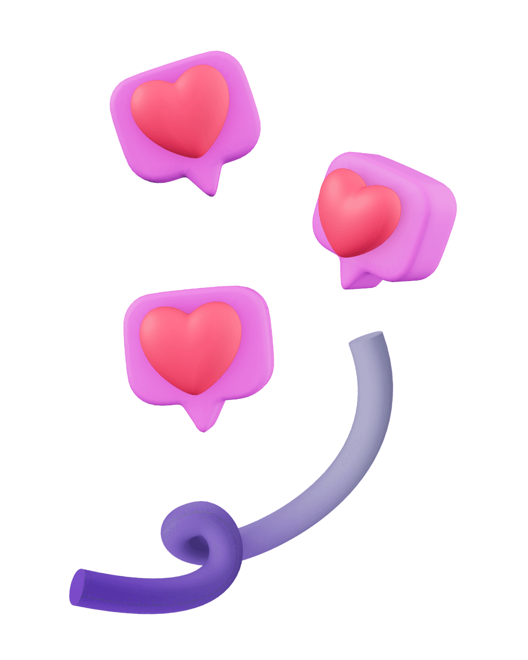 3D social media hearts